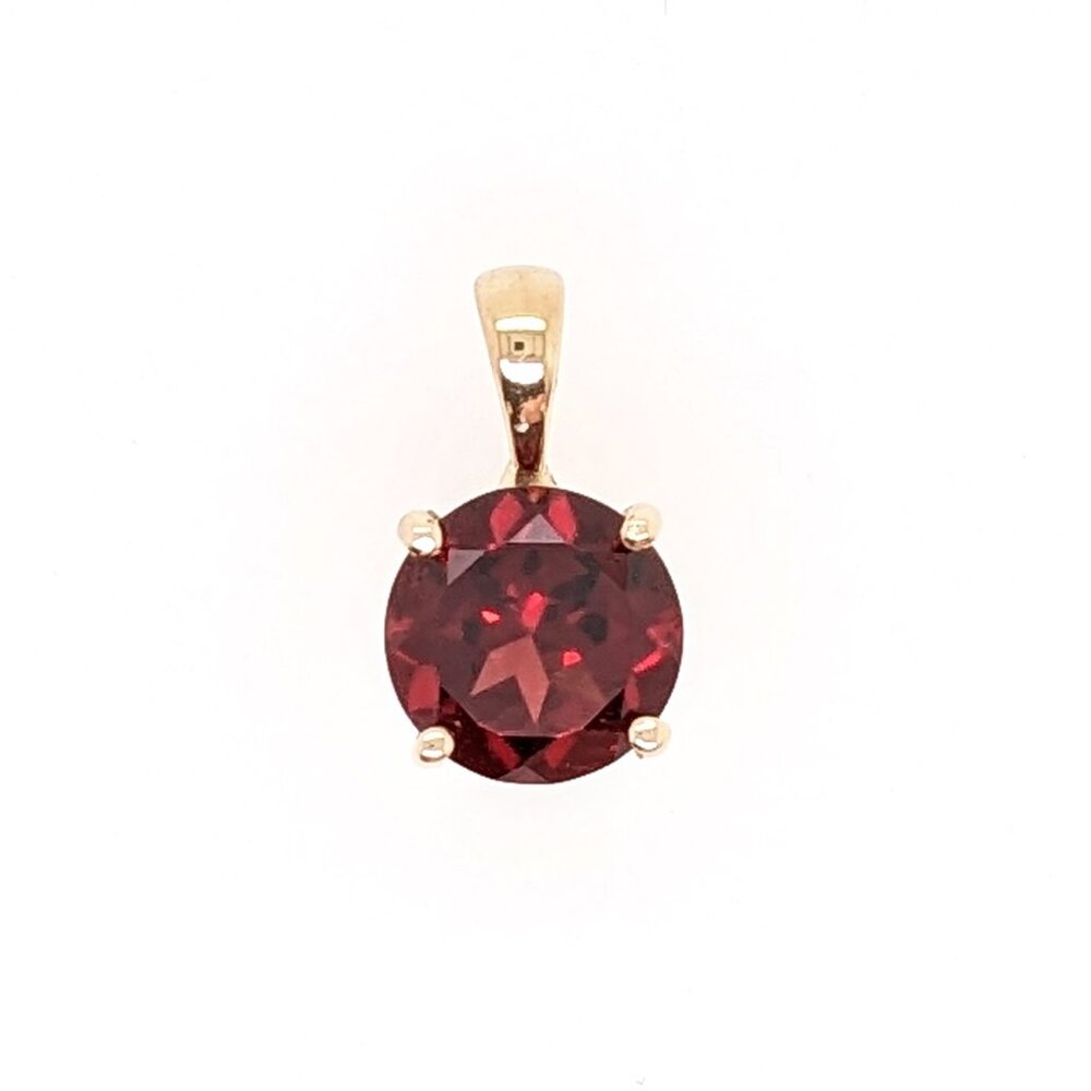 Madagascar Garnet Pendant in Solid 14K Gold | 8mm Round Shape